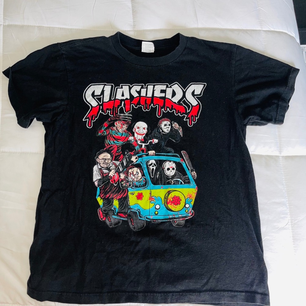 Vintage Style Slashers Horror Movie Characters Mystery Machine T Shirt L Shaka